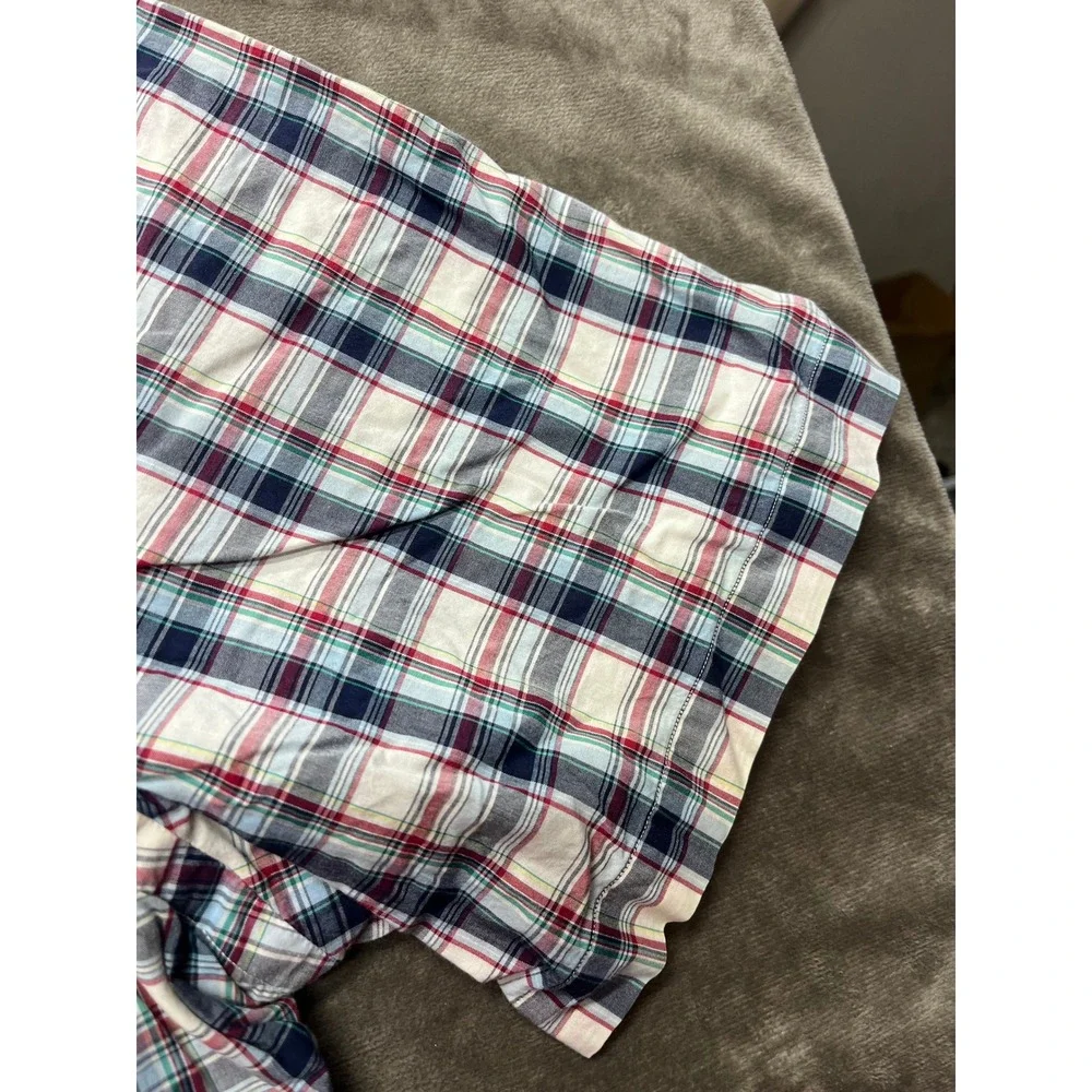 Polo Ralph Lauren‎ Mens XXL Short Sleeve Plaid Button Up Shirt Red Navy White